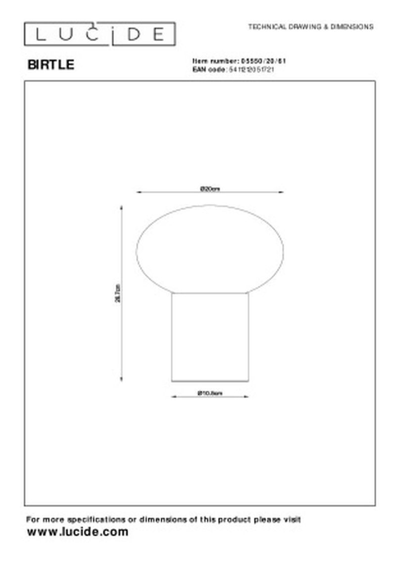 Lucide BIRTLE - Stolná lampa - 1xE14 - Opál